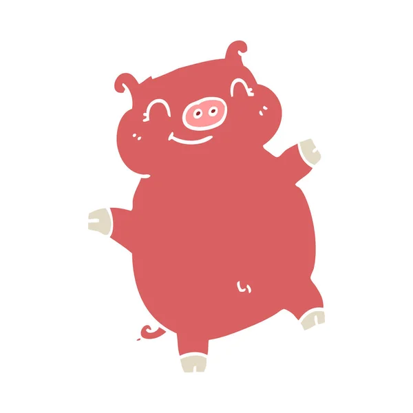 フラット カラー スタイル漫画豚 — ストックベクタ