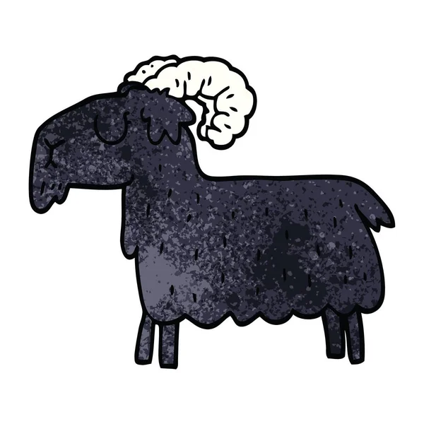 Caricatura Garabato Negro Cabra — Vector de stock