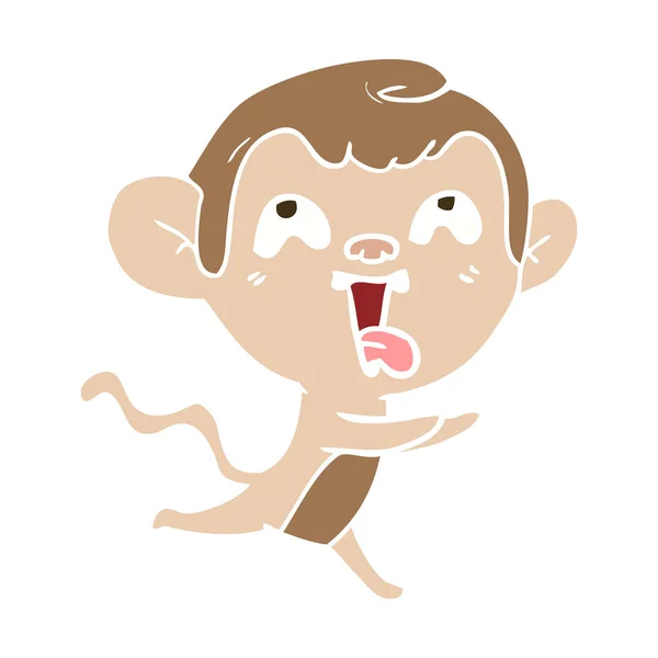 Crazy Flat Color Style Cartoon Monkey Running — Stock Vector