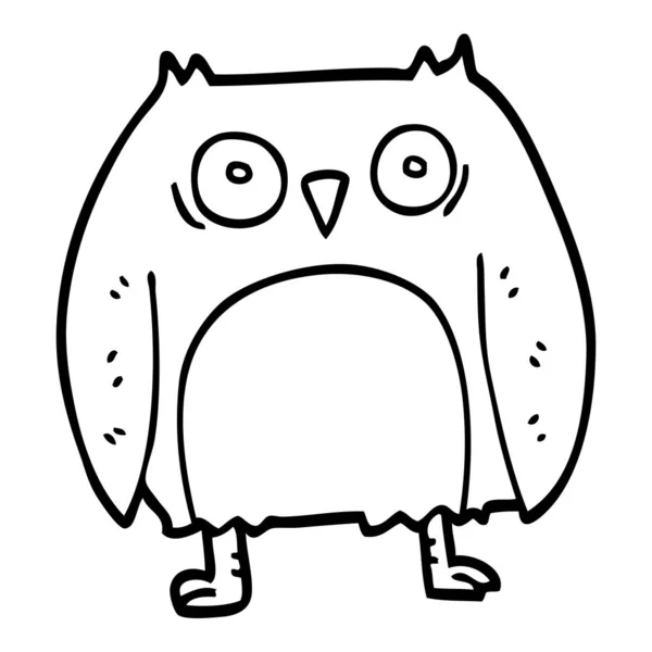 Rolig Linje Ritning Tecknad Owl — Stock vektor