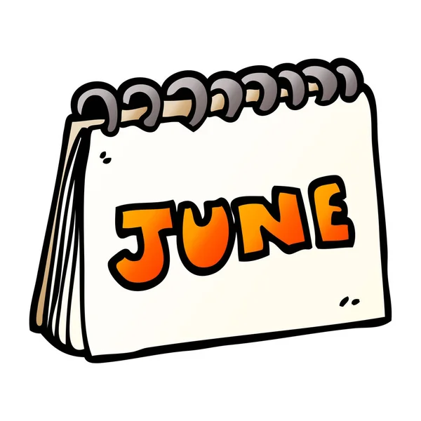 Cartoon Doodle Kalender Zeigt Monat Juni — Stockvektor