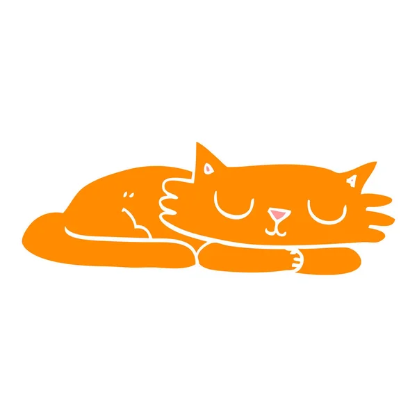 Fumetto Doodle Gatto Addormentato — Vettoriale Stock