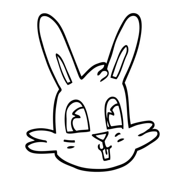 Línea Dibujo Dibujos Animados Conejito Cara — Vector de stock