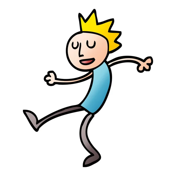 Vector Kleurovergang Illustratie Cartoon Dancing Man — Stockvector