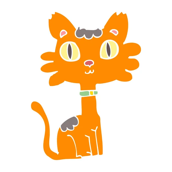 Plano Color Estilo Dibujos Animados Gato — Vector de stock