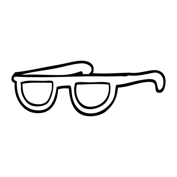 Línea Dibujo Dibujos Animados Gafas Sol Fresco — Vector de stock
