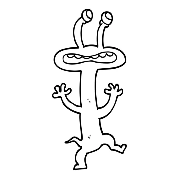 Lijntekening Cartoon Monster — Stockvector