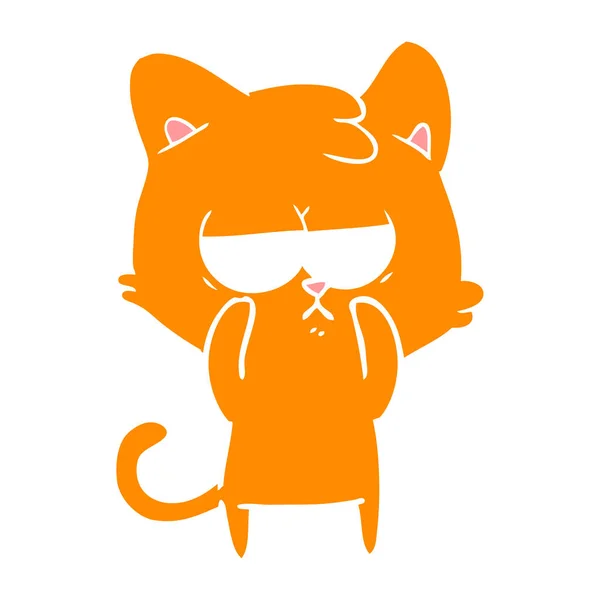 无聊的扁平彩色动画片猫 — 图库矢量图片