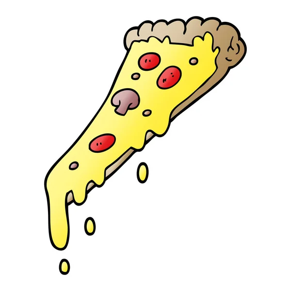 Kartun Doodle Pizza Slice - Stok Vektor