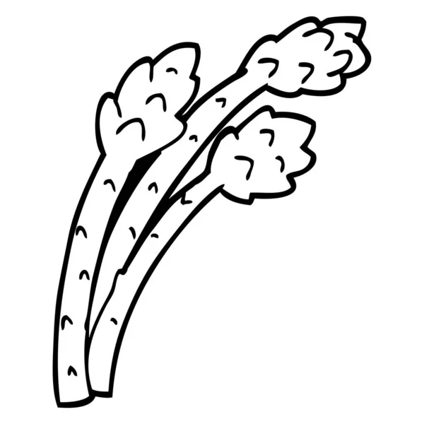Linienzeichnung Cartoon Spargelpflanze — Stockvektor