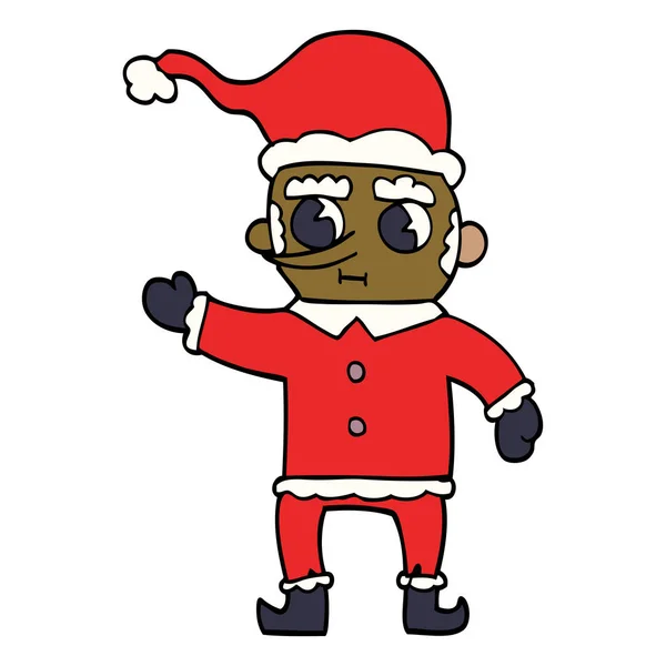 Dibujos Animados Garabato Navidad Elfo — Vector de stock