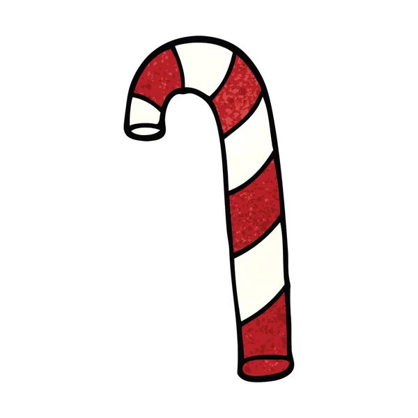 Cartoon Doodle Striped Candy Cane — Stock Vector