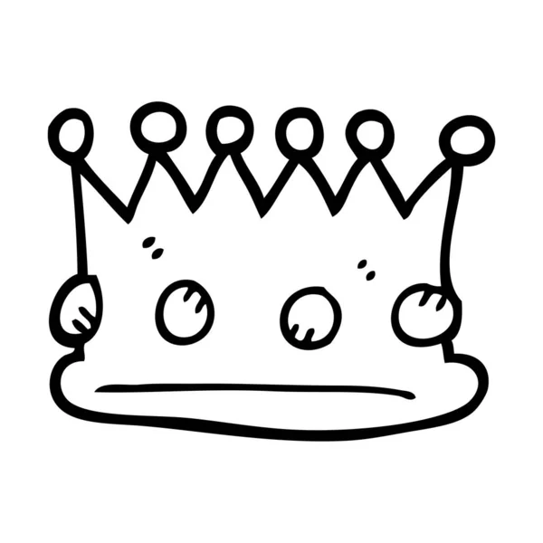 Blanco Negro Dibujos Animados Corona Real — Vector de stock