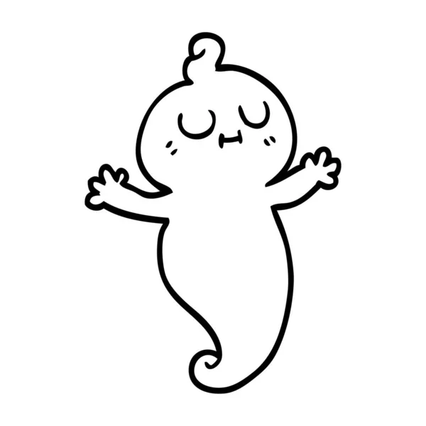 Lijntekening Cartoon Ghost — Stockvector