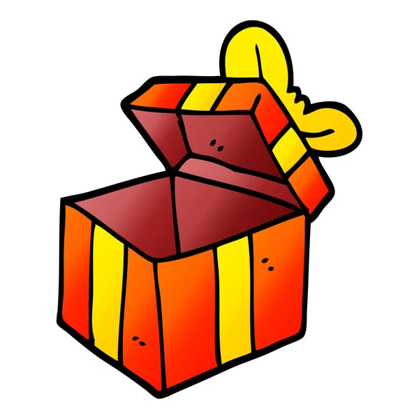 Vector Gradiente Ilustración Dibujos Animados Caja Regalo Abierta — Vector de stock