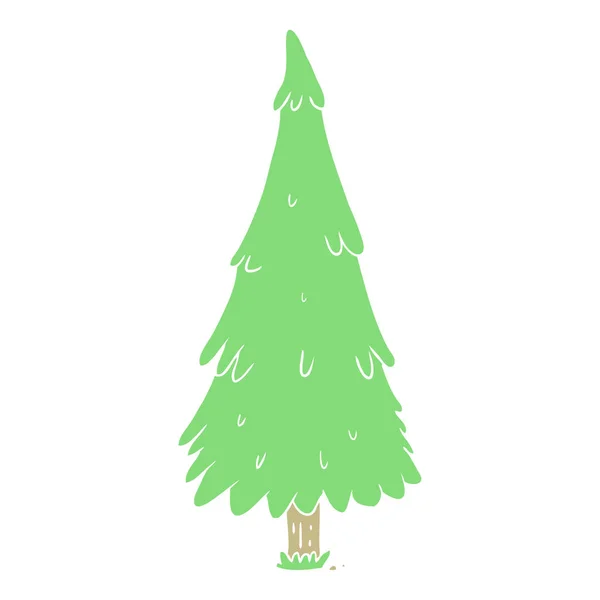 Egale Kleur Stijl Cartoon Kerstboom — Stockvector