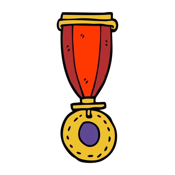 Desenho Animado Doodle Medalha Ilustração Vetorial — Vetor de Stock