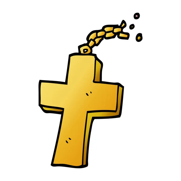 Dessin Animé Gribouillis Crucifix Sur Chaîne — Image vectorielle