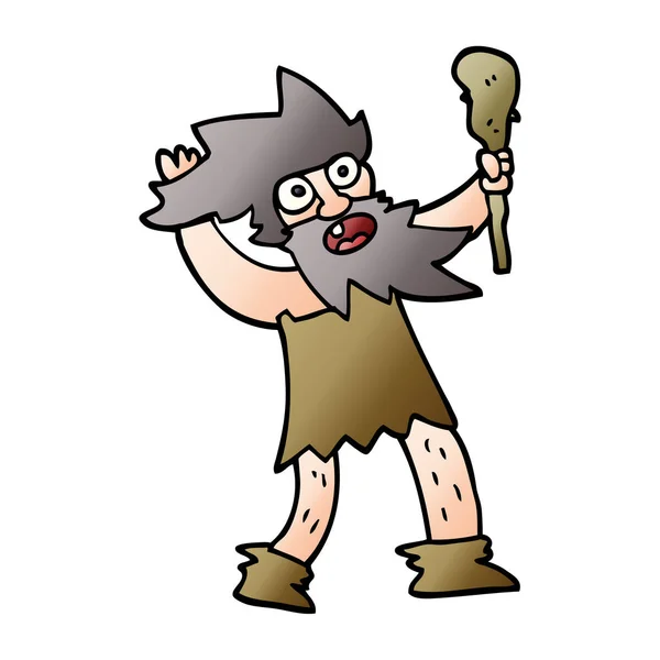 Doodle Τρελό Caveman Κινούμενα Σχέδια — Διανυσματικό Αρχείο