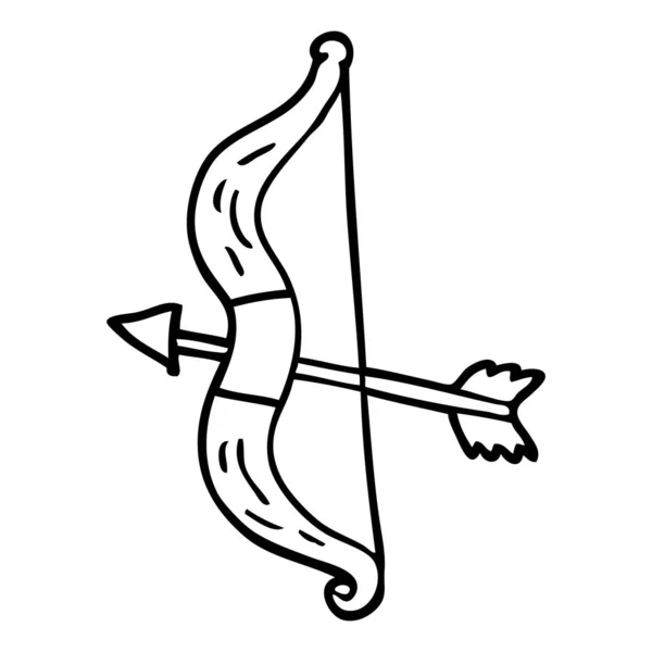 線画漫画弓と矢 — ストックベクタ