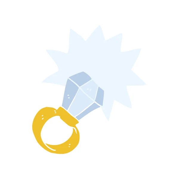 Flat Color Illustration Huge Engagement Ring — Stock Vector