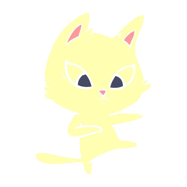 Couleur Plate Confuse Style Dessin Animé Chat — Image vectorielle