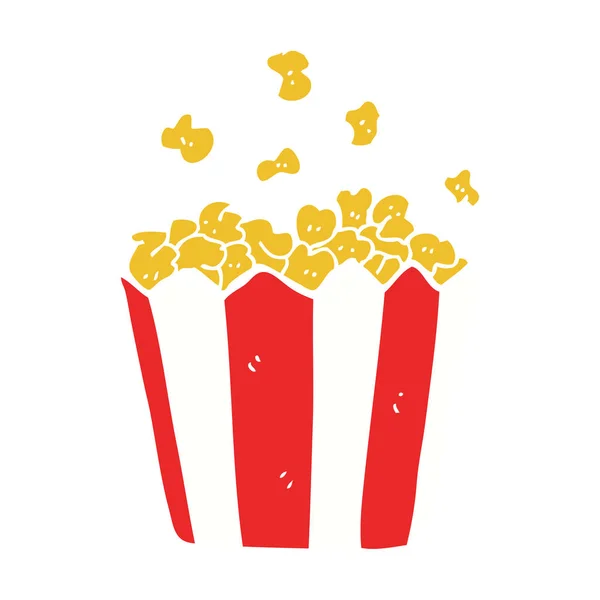 Egale Kleur Stijl Cartoon Popcorn — Stockvector