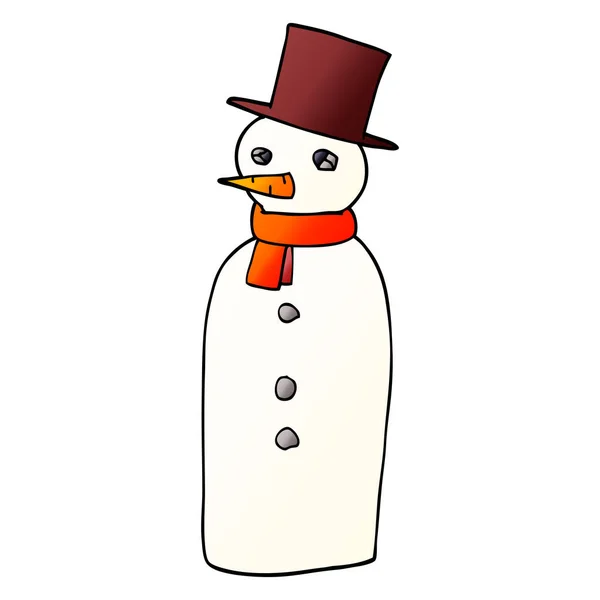 Desenho Animado Doodle Boneco Neve Ilustração Vetorial — Vetor de Stock