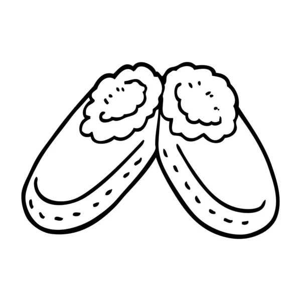 Línea Dibujo Dibujos Animados Zapatillas Púrpura — Vector de stock
