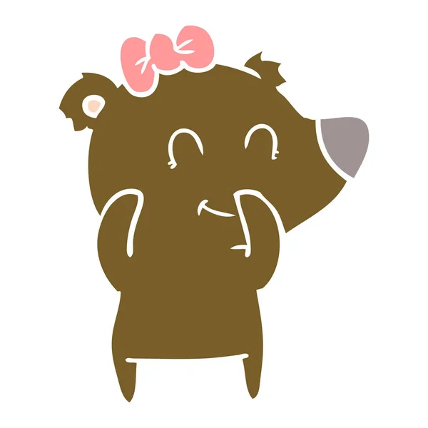 Female Bear Flat Color Style Cartoon — Stock Vector