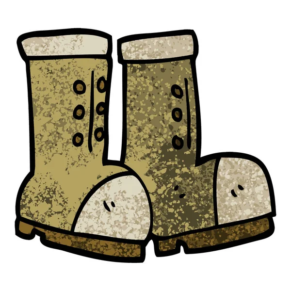 Grunge Texturizado Ilustração Cartoon Trabalho Botas —  Vetores de Stock