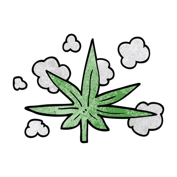 Fumetto Doodle Foglia Marijuana — Vettoriale Stock