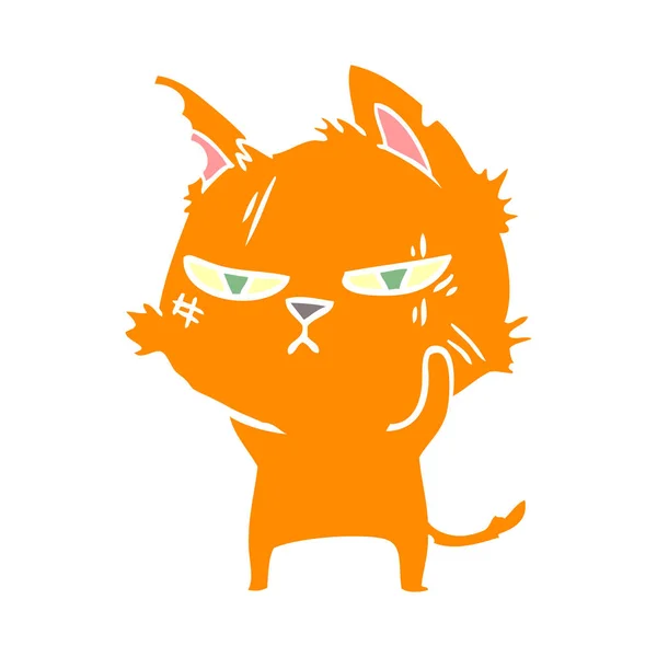 Zähe Flache Farbe Stil Cartoon Katze — Stockvektor