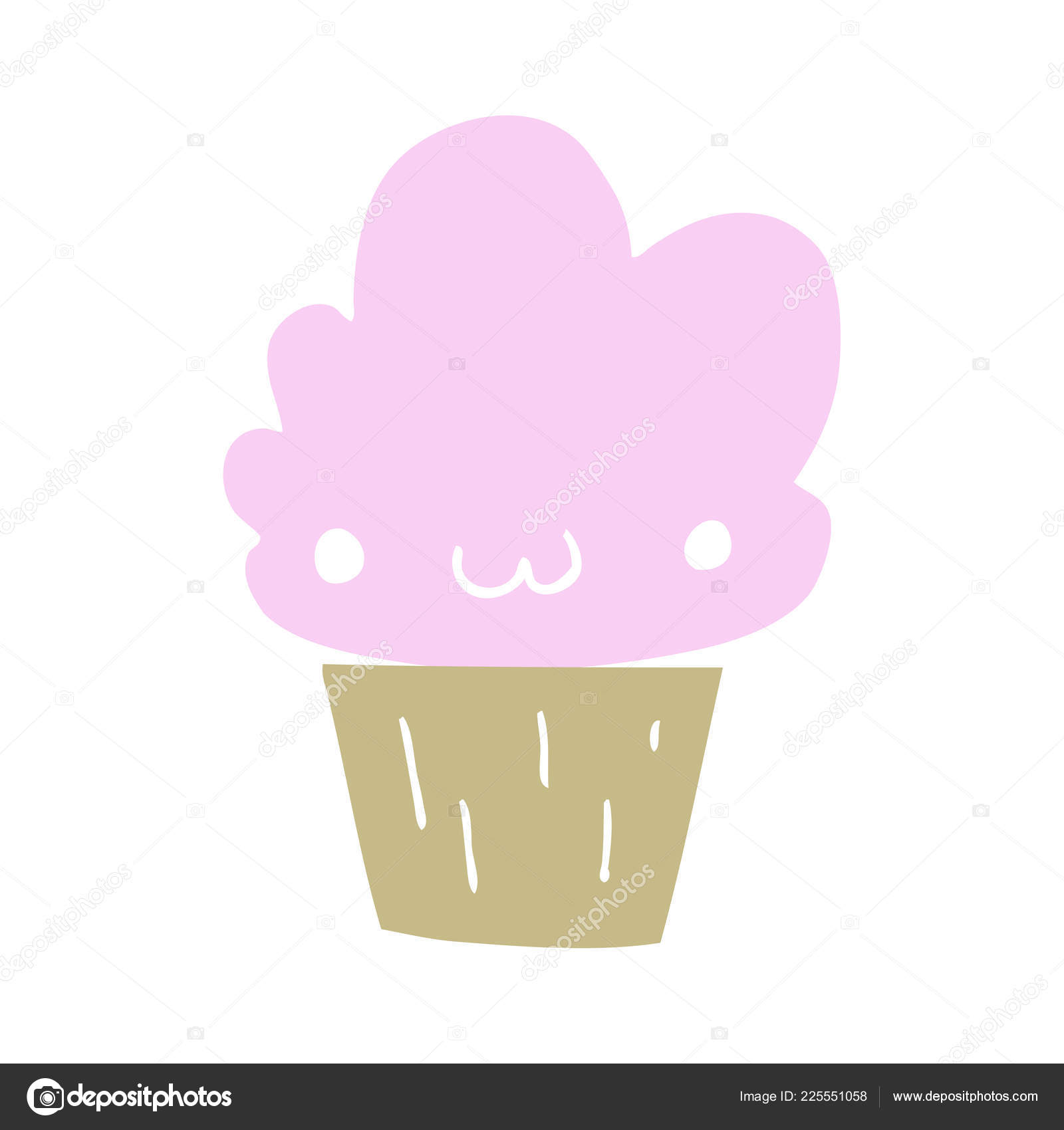 Flache Farbe Stil Cartoon Cupcake Mit Gesicht Vektorgrafik Lizenzfreie Grafiken C Lineartestpilot 225551058 Depositphotos