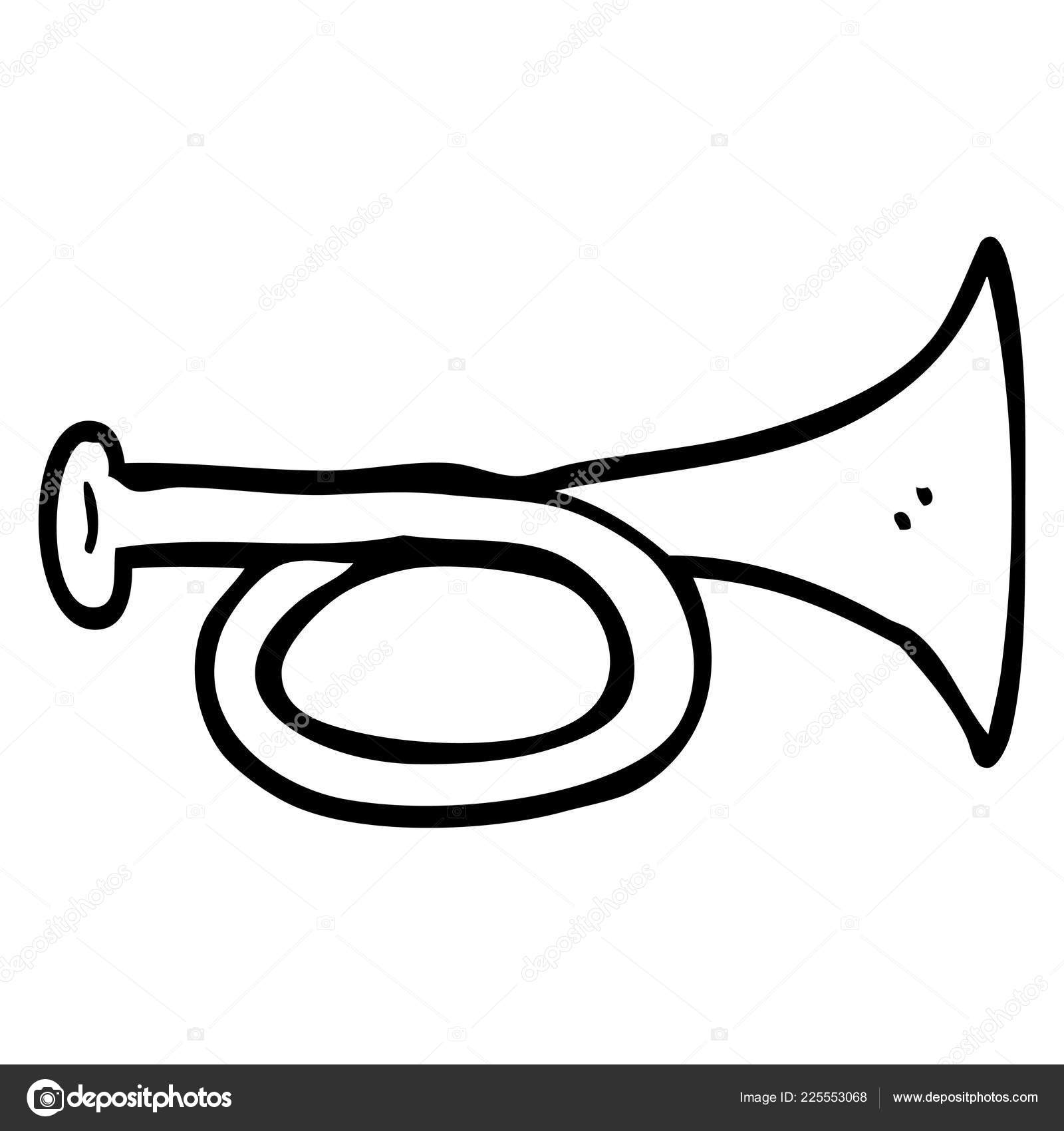 Line Drawing Cartoon Brass Horn Stock Vector C Lineartestpilot 225553068