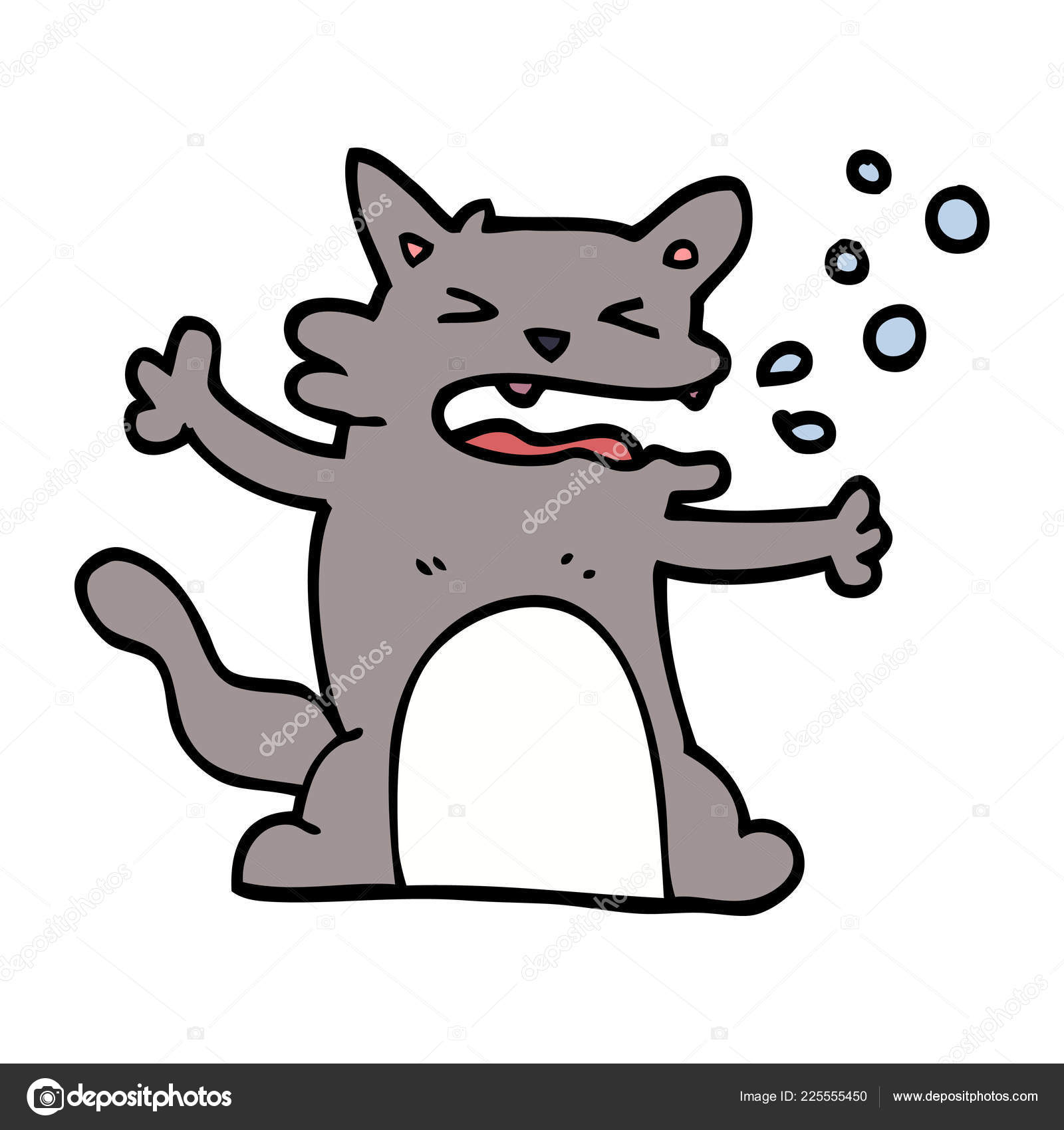 Dessin Animé Doodle Hoquet Chat image vectorielle par lineartestpilot