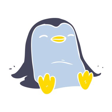 düz renk stil karikatür penguen