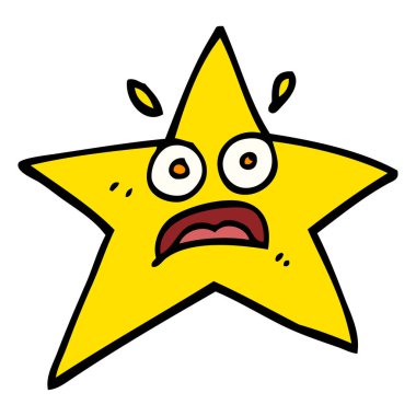 komik el çizilmiş doodle tarzı çizgi film yıldızı