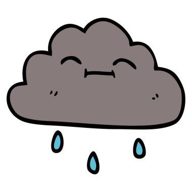 çizgi film doodle mutlu yağmur bulutu