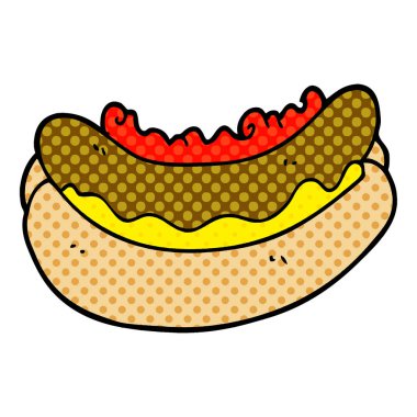 bir hotdog karikatür doodle
