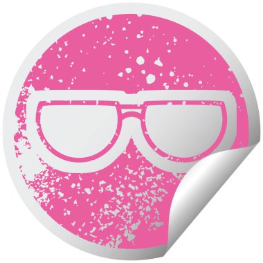 Gözlük sıkıntılı etiket grafik illüstrasyon simge