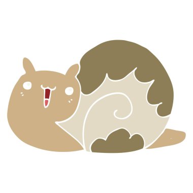 sevimli düz renk tarzı çizgi film salyangoz