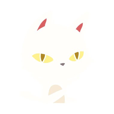 düz renk stil karikatür kedi bakıyor