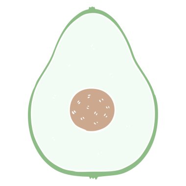 düz renk tarzı çizgi film avokado