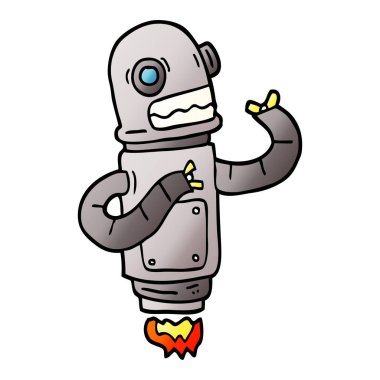 Robot uçan vektör degrade illüstrasyon karikatür