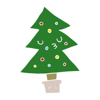 düz renk stil karikatür Noel ağacı