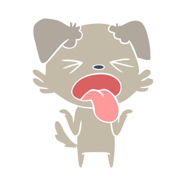 düz renk stil çizgi film omuzlarında shrugging köpek tiksinti