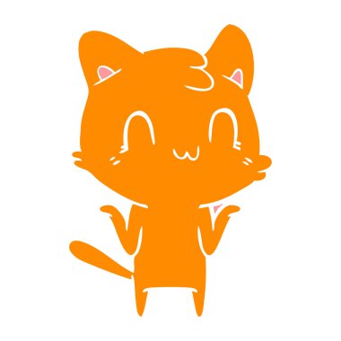 düz renk stil karikatür mutlu kedi