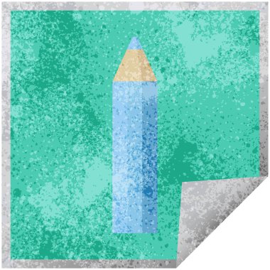 mavi boyama kalem grafik vektör çizim kare etiketi