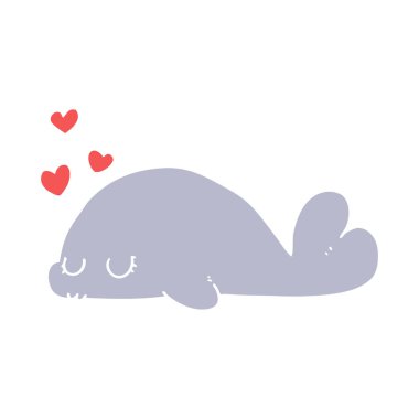 sevimli düz renk tarzı çizgi film yunus